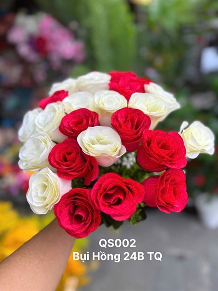 QS002 BỤI BÔNG HỒNG 24 BÔNG QS002