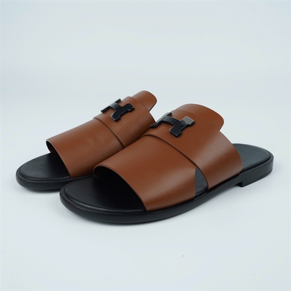 Dép Hermes nâu đế đen size 39½ +