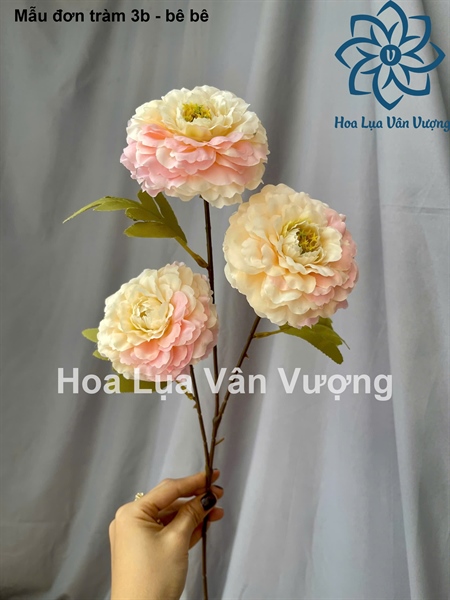 Mẫu đơn tràm 3b - bê bê - Hoa cành dài - Hoa Lụa Vân Vượng