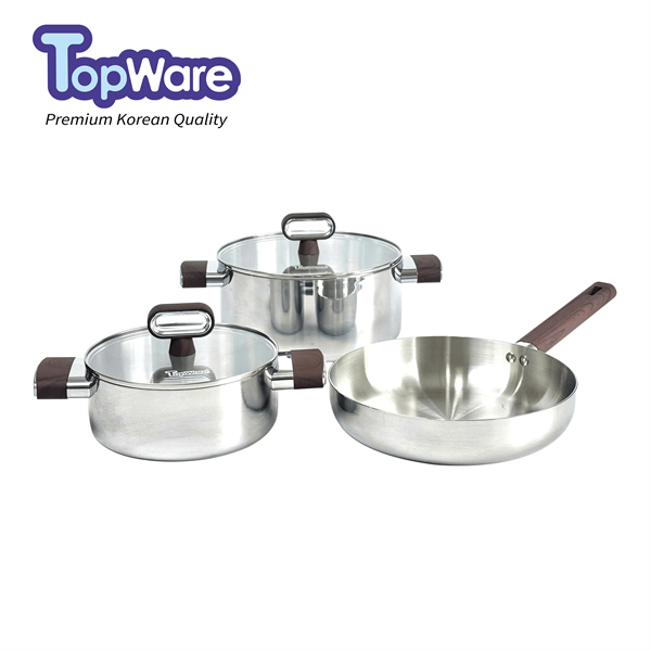 BỘ 3 NỒI CHẢO INOX LIỀN KHỐI SKY LINE (NỒI 20CM/NỒI 24CM/CHẢO CẠN 26CM)