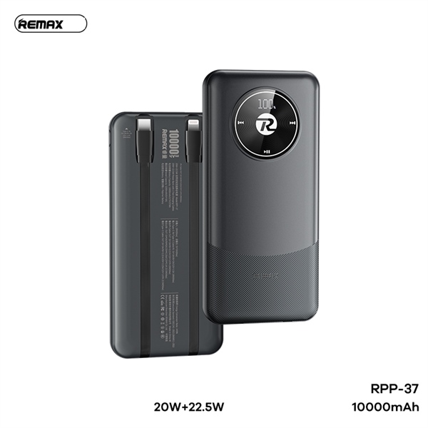 Pin sạc dự phòng Remax (623 RPP-37 10.000mAh) - có sẵn 02 cáp C & L