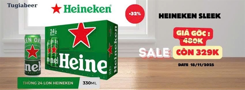 Bia Heineken xanh Sale lon 330ml