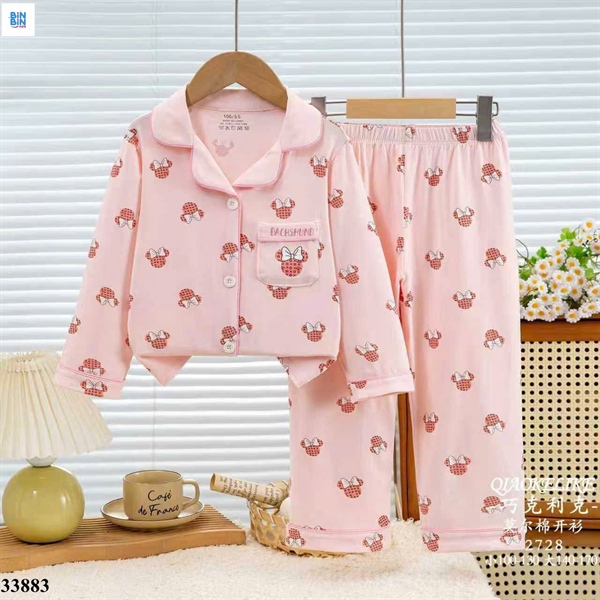 33883-Pyjama hồng mickey nơ
