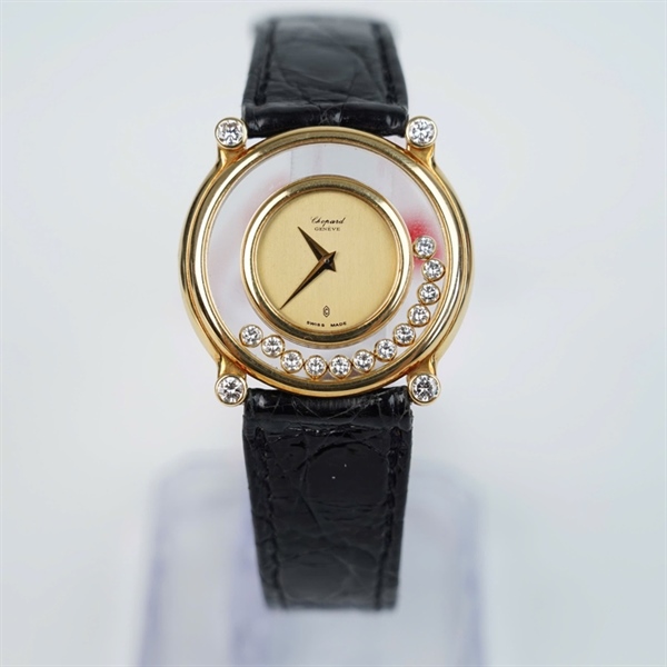 Đồng hồ Chopard mặt vàng dây đen kim zin (238833) sz33.2 (HC) KG+