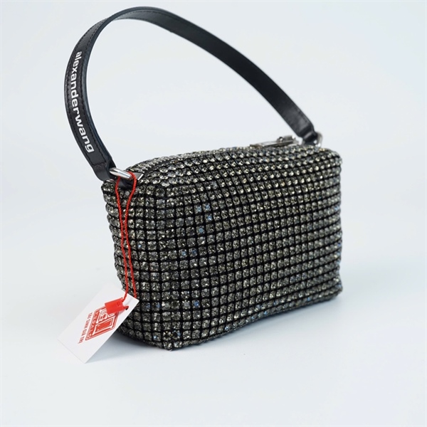 Túi Alexander Wang đen đính cườm sz16 KG+