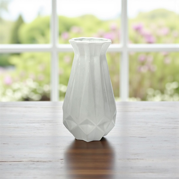 Bình boa gốm sứ trắng khử túm khía