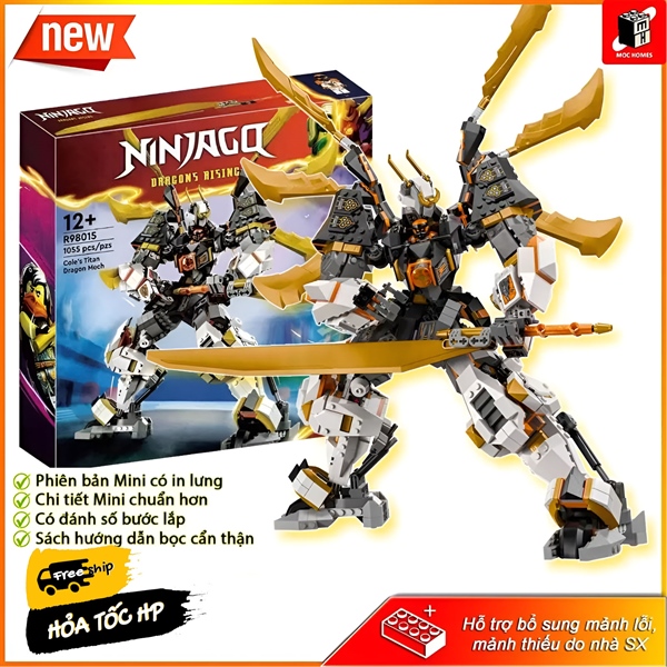 Đồ chơi lắp ráp Ninja go chiến giáp rồng của Cole Titan Mech 62487 | R98015 Tháo lắp Bộ Lắp Ráp