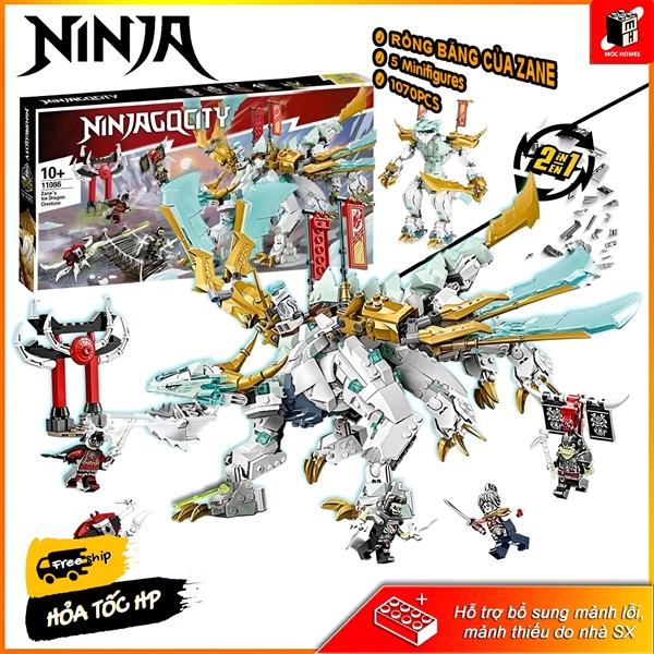 Đồ chơi lắp ráp Ninja go rồng băng của Zane 67003 7106 Bộ Lắp Ráp Tháo Lắp Toy Xếp Hình