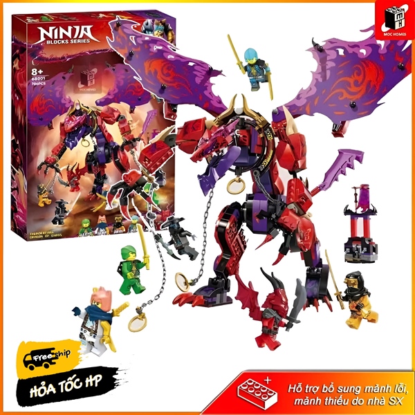Đồ chơi lắp ráp Ninja go Dragon's Rising Rồng hỗn loạn ThunderFang 68001