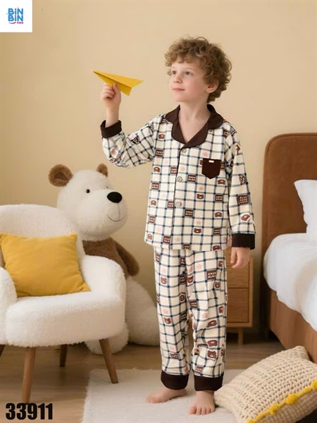 33911- Pyjama caro gấu nâu