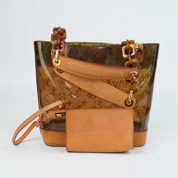 Túi LV hoa nâu trong suốt kèm ví sz23-28 KG+