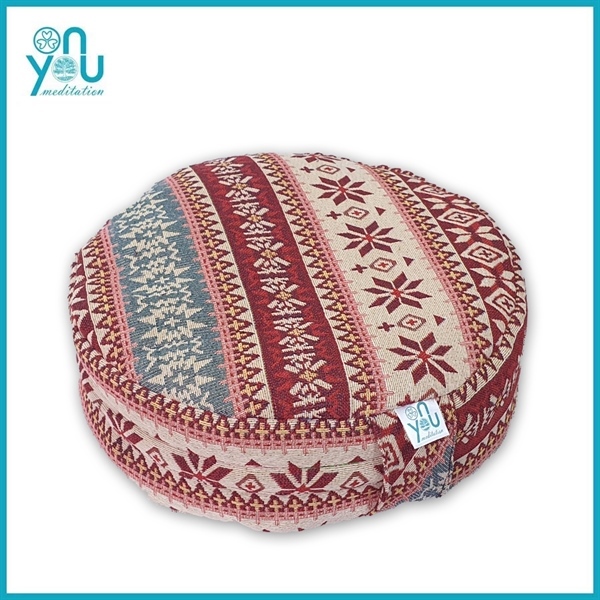 Bồ đoàn ngồi thiền vỏ đậu xanh 30cm – Đỏ Lam Giác Ngộ (Meditation Cushion) | OnYou Meditation