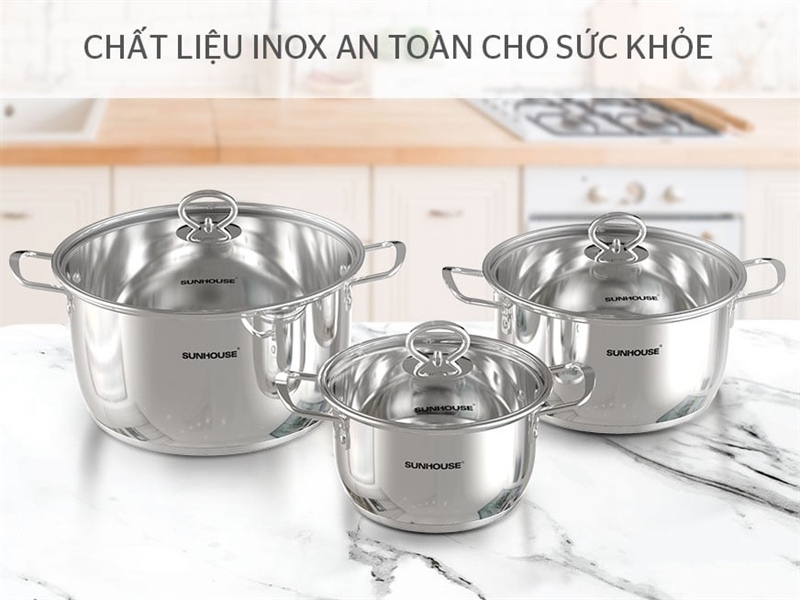 Bộ nồi inox 5 đáy Sunhouse SHG788