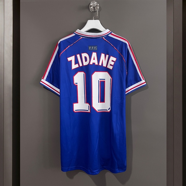 Áo Bóng Đá Retro Tuyển Pháp 1998 - Sân Nhà In Tên ZIDANE Số 10