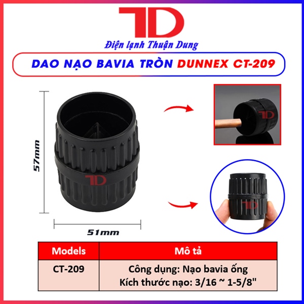 Dao nạo bavia tròn Dunnex CT-209, 3/16 ~ 1-5/8" (5-400mm), bằng nhựa ABS (thùng 100 cái)