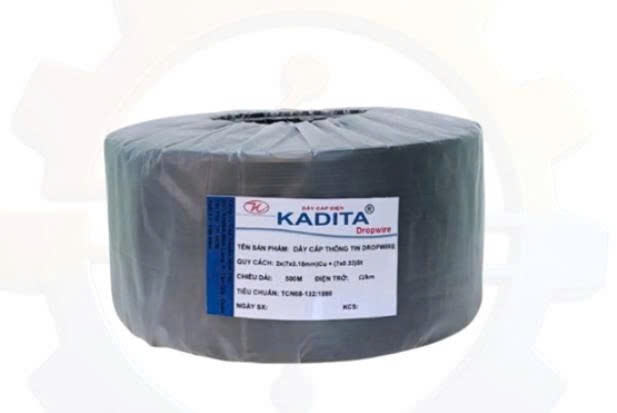 Cáp Kadita 2 lõi 7 tim cuộn 500mDây 2 lõi mềm có gia cường lực loại 7 sợi đồng Loại 2x(7x0.18)Cu+(7x0.33)St Độ dài : 500m...