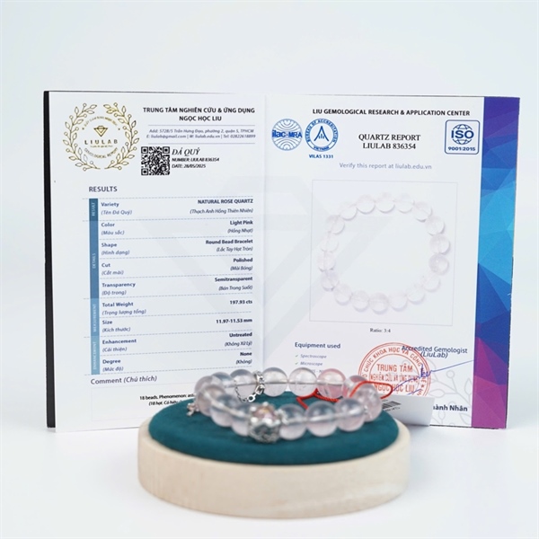 Vòng Suntone thạch anh hồng 15 hạt ly11.97-11.53 (836354) KG+