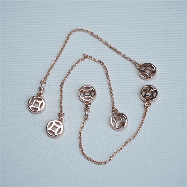 Charm vàng đồng tiền kèm xích +