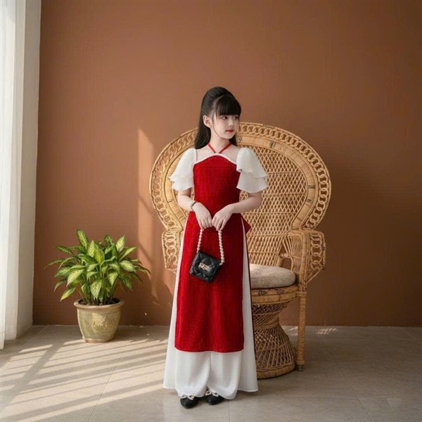 ÁO DÀI TAY BÈO 2 LỚP - ĐỎ