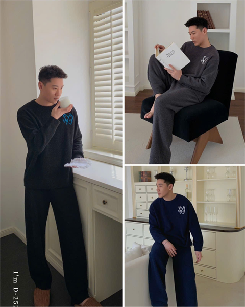 Bộ mặc nhà thu đông D STUDIO lông mềm ấm áp họa tiết trái tim D25239