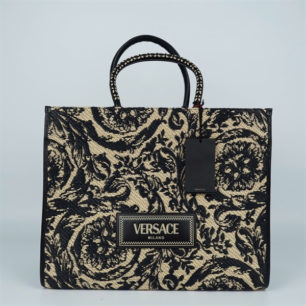 Túi Versace Tote nude họa tiết đen sz43 KG+