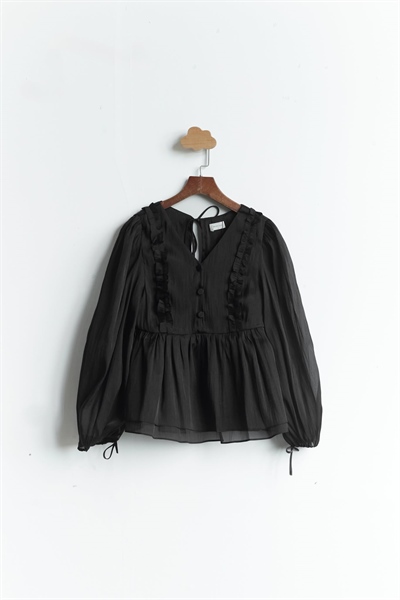 Áo Babydoll Phối Bèo Tơ Vân Ánh