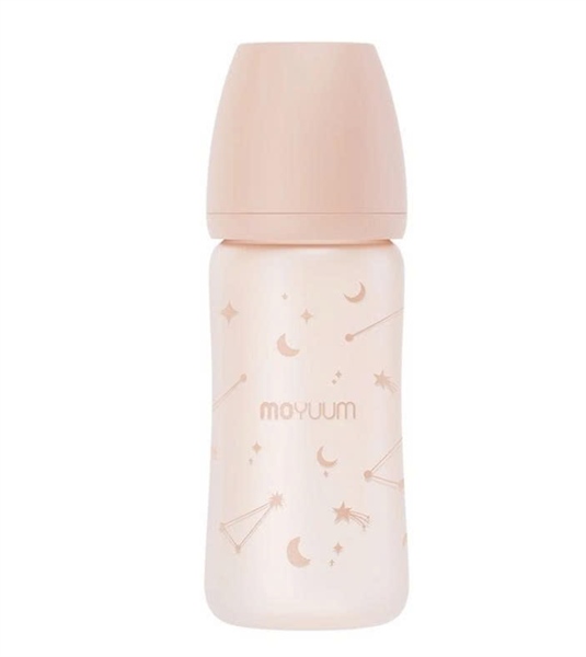 Bình sữa Moyuum thủy tinh tráng silicon Twinkle 240ml (3M+)