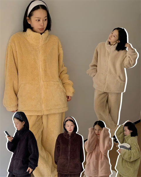 Bộ quần áo ấm thu đông DSTUDIO Little Home Girlfriend cao cấp lông cừu ấm áp D25194