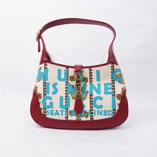 Túi GG Jackie 1961 in chữ viền đỏ (636706-213317) sz28 +