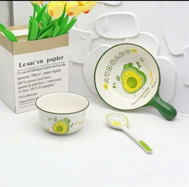 Set 3 Chi Tiết Tô Sứ Quả Bơ ( Thùng 36 )