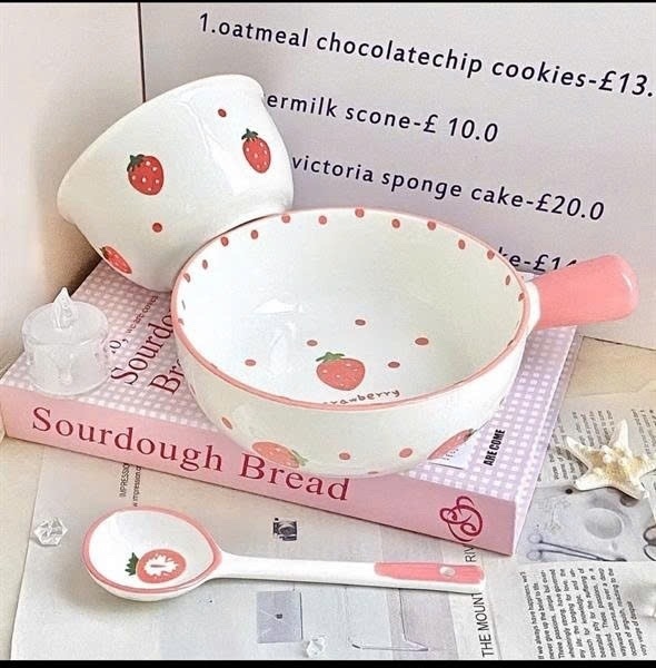 Set 3 Chi Tiết Tô Sứ Dâu Tây ( Thùng 36 )