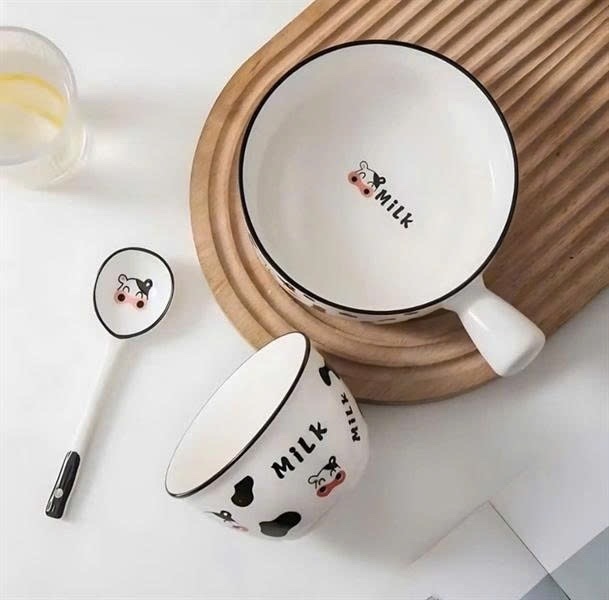 Set 3 Chi Tiết Tô Sứ Bò Sữa ( Thùng 36 )
