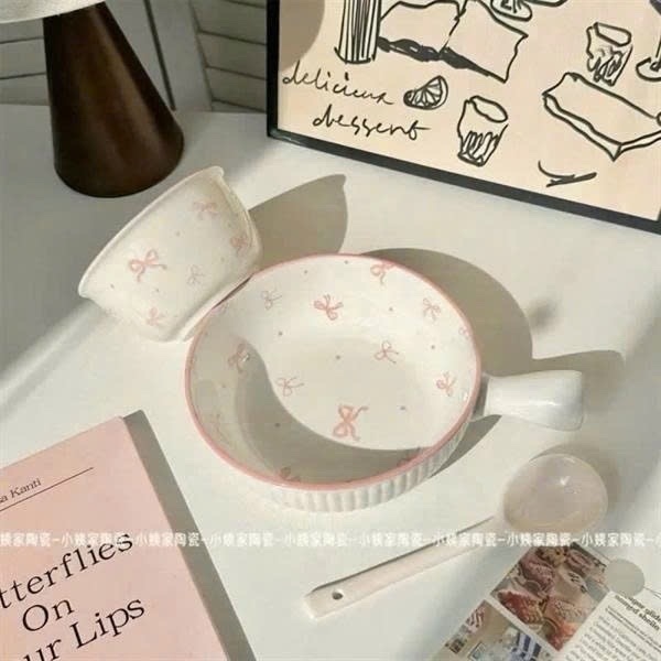 Set 3 Chi Tiết Tô Sứ Nơ Hồng ( Thùng 36 )