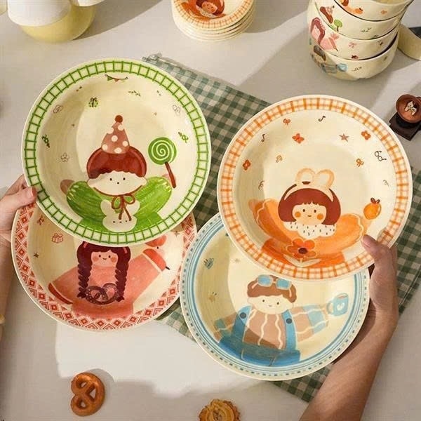 Đĩa Sứ Tròn size 8.5 Chibi Cute ( Thùng 60 )