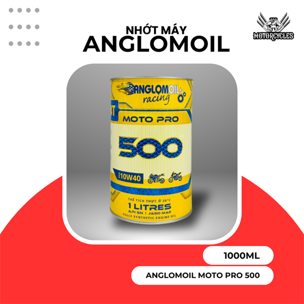 Anglomoil Moto Pro 500 - Xe số/ côn tay 1 Lít 10W40 SN/MA2
