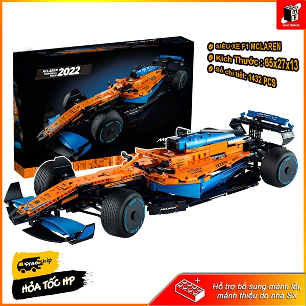 Đồ chơi lắp ráp mô hình xe đua McLaren F1 2022 xanh cam 1:8 | TECHNIC | 1432PCS