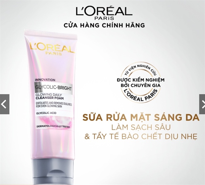 Sữa rửa mặt L’Oreal Glycolic-Bright 100ml