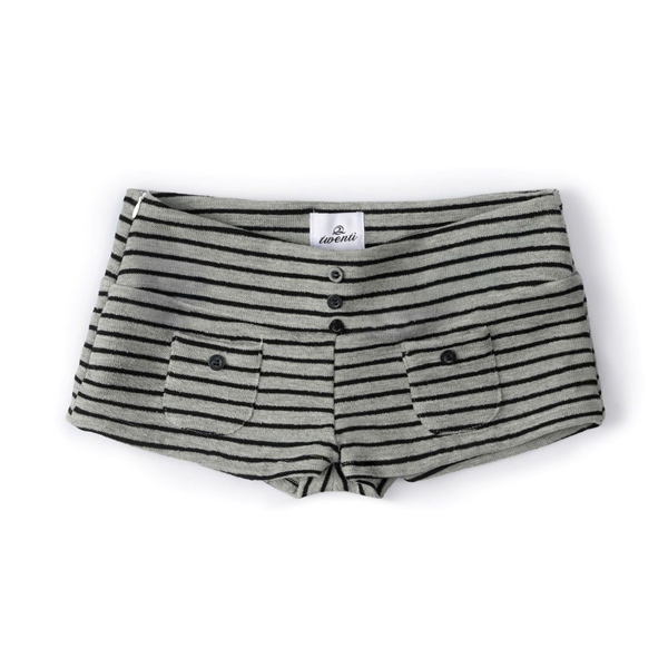 Quần Short Thun TWENTI Kẻ Sọc Siêu Ngắn - Xám sọc Đen - FREESIZE