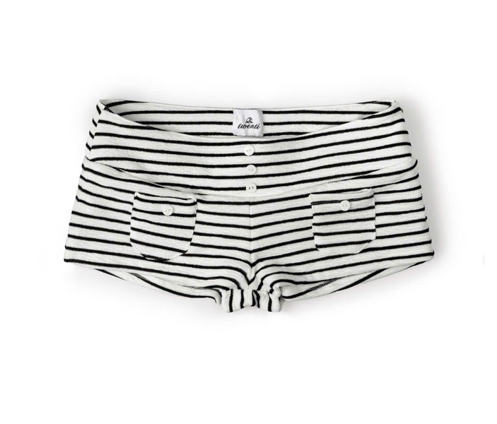 Quần Short Thun TWENTI Kẻ Sọc Siêu Ngắn - Trắng sọc Đen - FREESIZE
