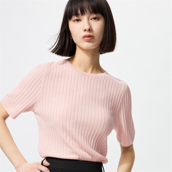 Áo len merino tay ngắn vải gân Japan