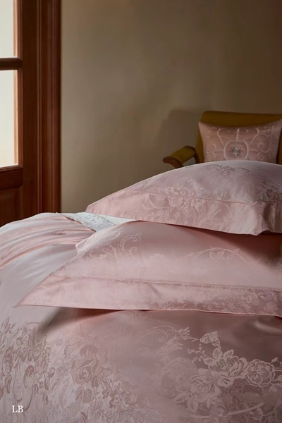 Bộ ga "Thịnh thế Ai Cập" | Gấm Cotton Ai Cập sợi dài 120s xoắn đôi - LB02.04 - Gấm hồng dệt hoa