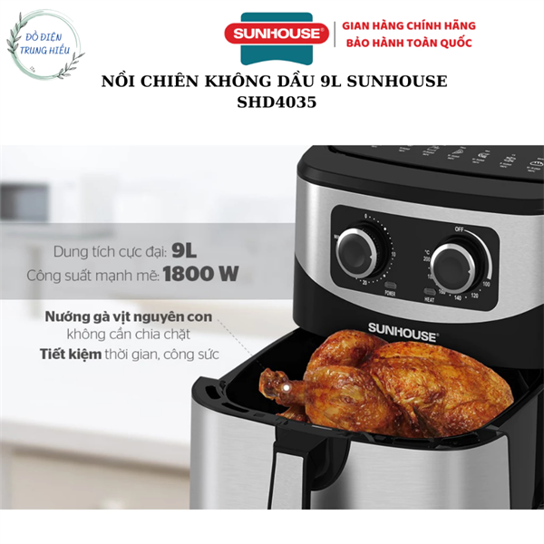 Nồi chiên không dầu 9L SUNHOUSE SHD4035 - bảo hành chính hãng 12 tháng