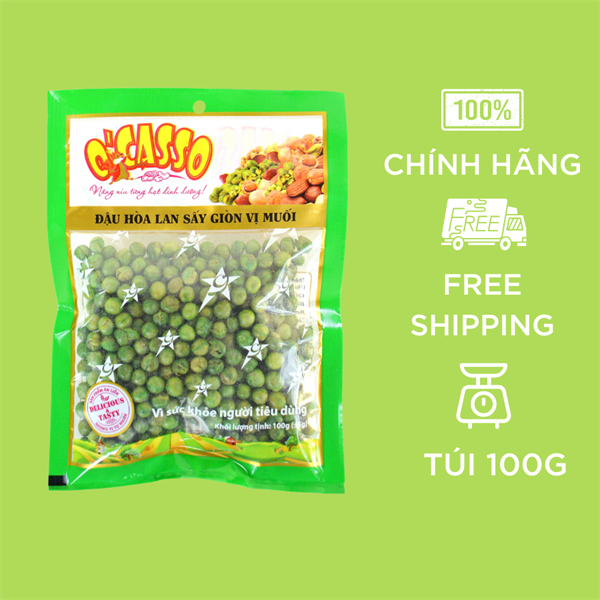 Đậu Hòa Lan Sấy Giòn O'Casso Vị Muối - Túi 100G - 300G - 500G - 1KG