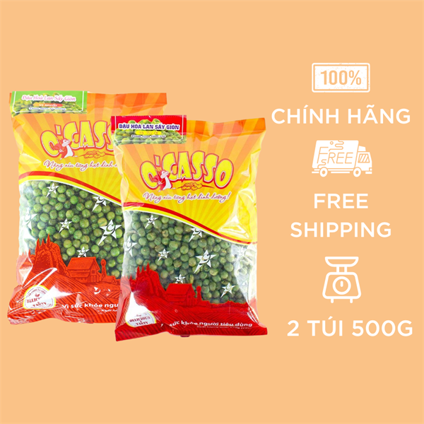 Combo 2 Túi Đậu Hòa Lan Sấy Giòn O'Casso Vị Tỏi Ớt/ Vị Muối - 500G/Túi