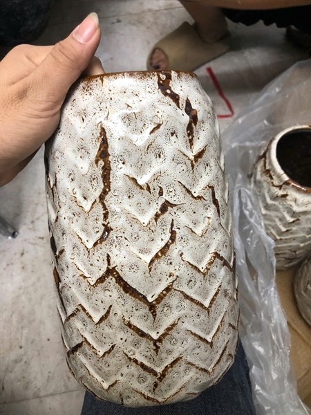 Lọ đu đủ men rạn - Lọ hoa - Hoa Lụa Vân Vượng