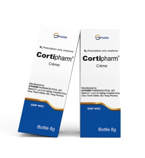 Kem bôi da Cortipharm 8g Spharm điều trị viêm da tiếp xúc, chốc lỡ, viêm nang lông