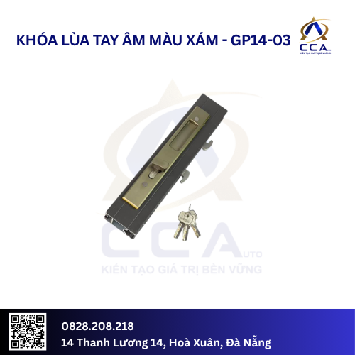Khóa lùa tay âm màu xám