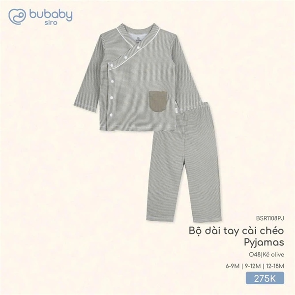 SR1108 - 9M/18M Bộ dài tay cài chéo Pyjamas
