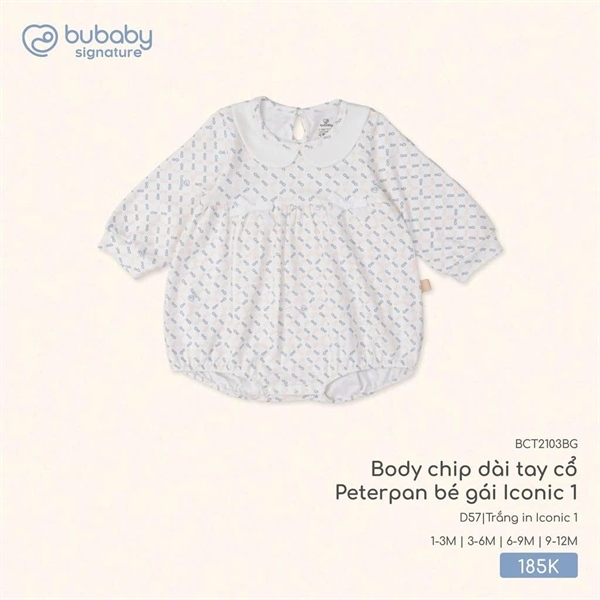 CT2103 - 3M/12M Body chip dài tay cổ Peterpan bé gái