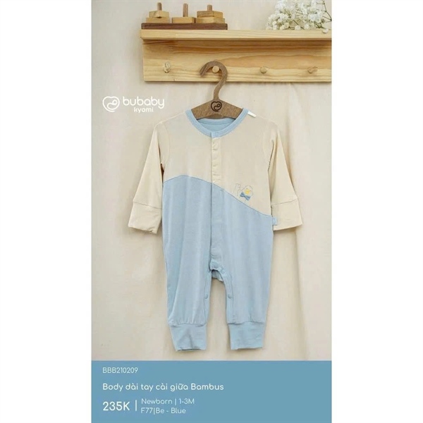 BB2102 - NB/3M Body dài tay cài giữa Bambus